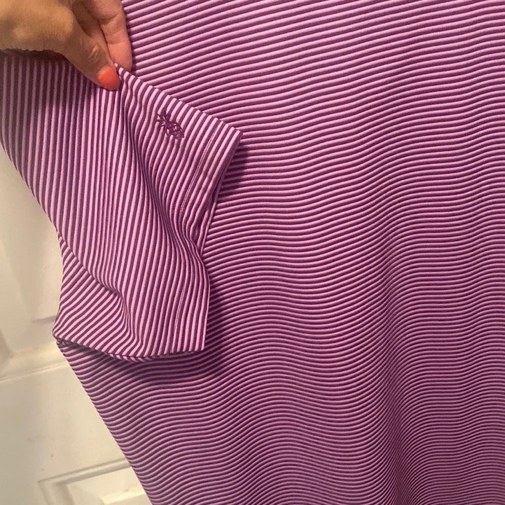 โSOLDโCubavera Menโs Polo Golf Purple Striped Short Sleeve Shirt XL - Picture 6 of 7
